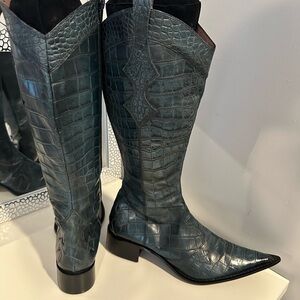 Vintage Cinti Crocodile Embossed Cowboy Boots Sz EU 39 US 8.5